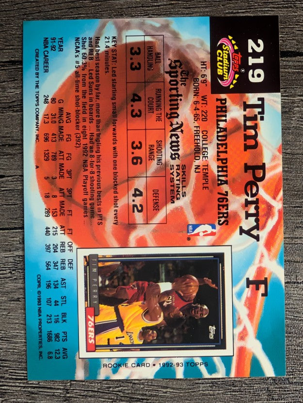 1992-93 Stadium Club #219 Tim Perry