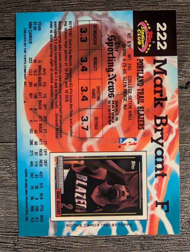 1992-93 Stadium Club #222 Mark Bryant