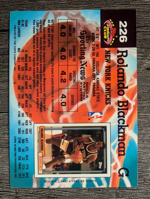 1992-93 Stadium Club #226 Rolando Blackman