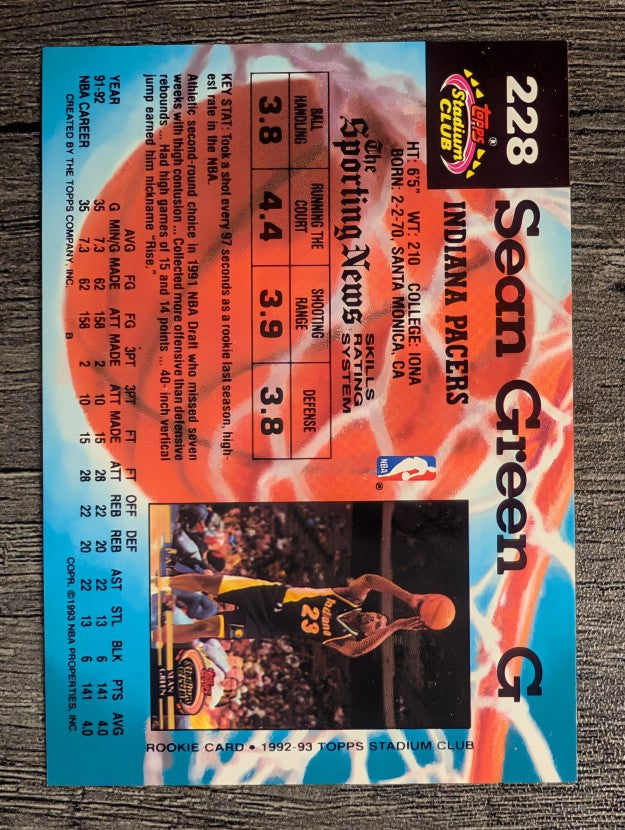 1992-93 Stadium Club #228 Sean Green
