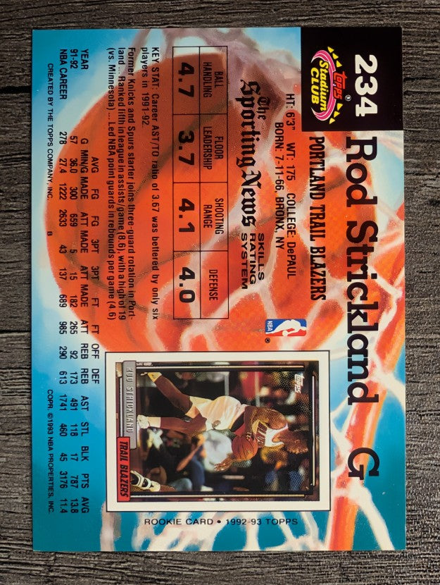 1992-93 Stadium Club #234 Rod Strickland
