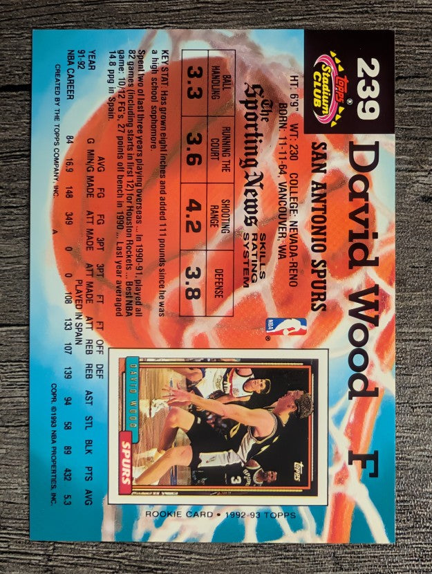 1992-93 Stadium Club #239 David Wood