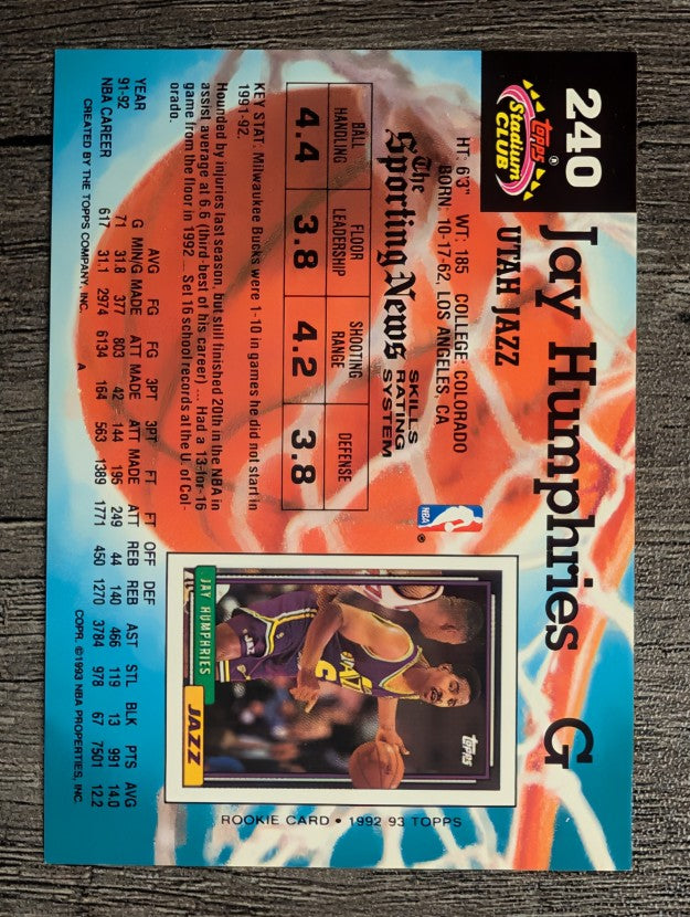 1992-93 Stadium Club #240 Jay Humphries