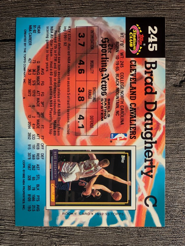 1992-93 Stadium Club #245 Brad Daugherty
