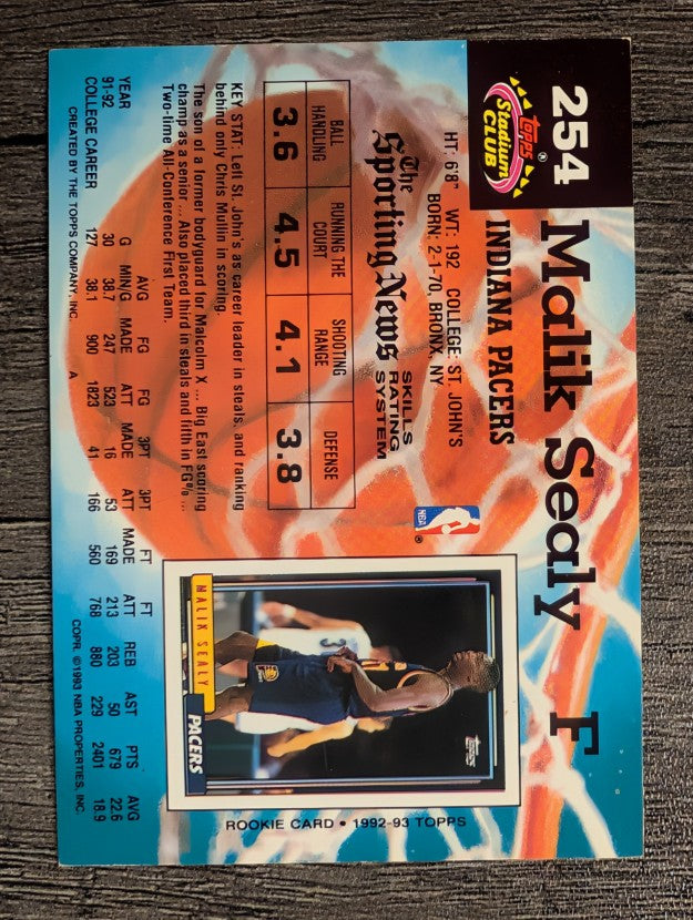 1992-93 Stadium Club #254 Malik Sealy RC