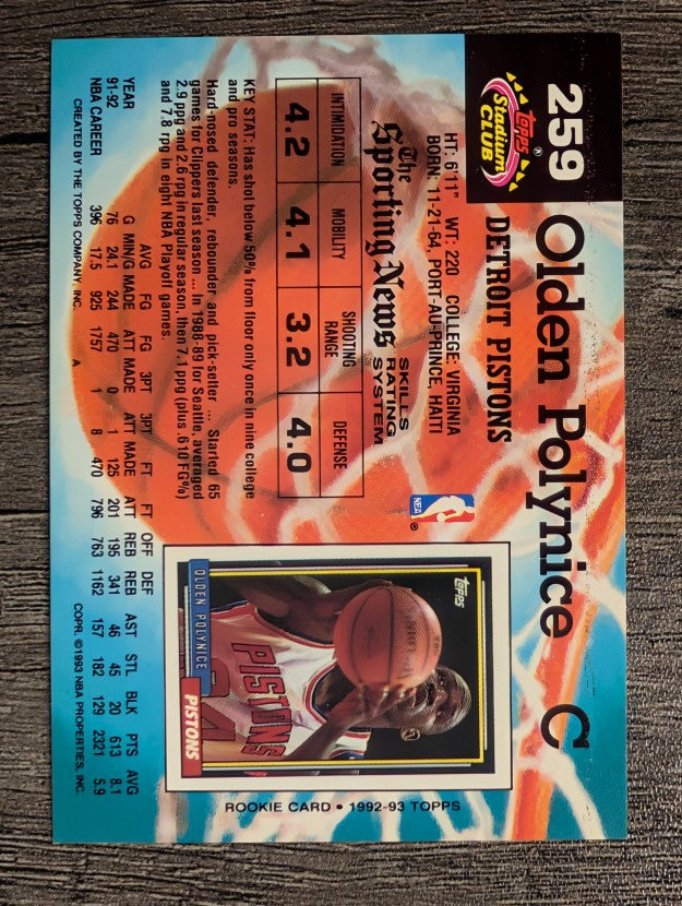 1992-93 Stadium Club #259 Olden Polynice