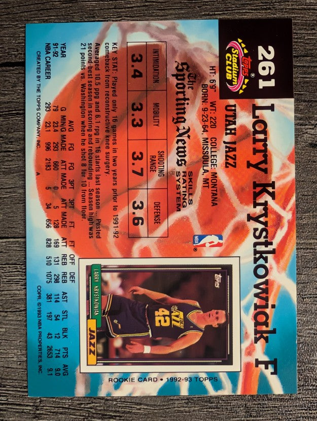 1992-93 Stadium Club #261 Larry Krystkowiak