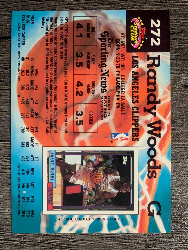 1992-93 Stadium Club #272 Randy Woods RC