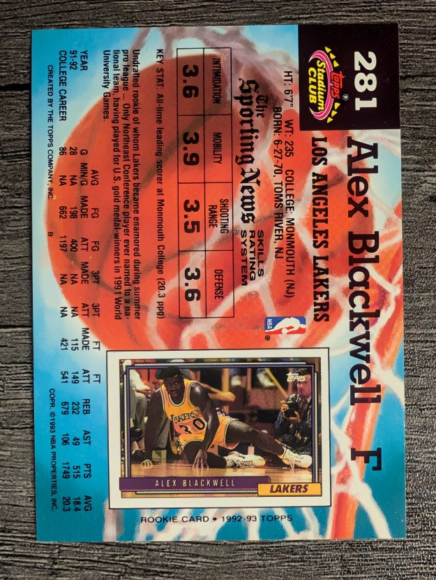 1992-93 Stadium Club #281 Alex Blackwell RC