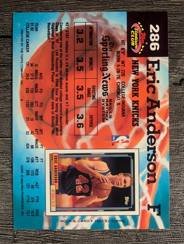1992-93 Stadium Club #286 Eric Anderson RC