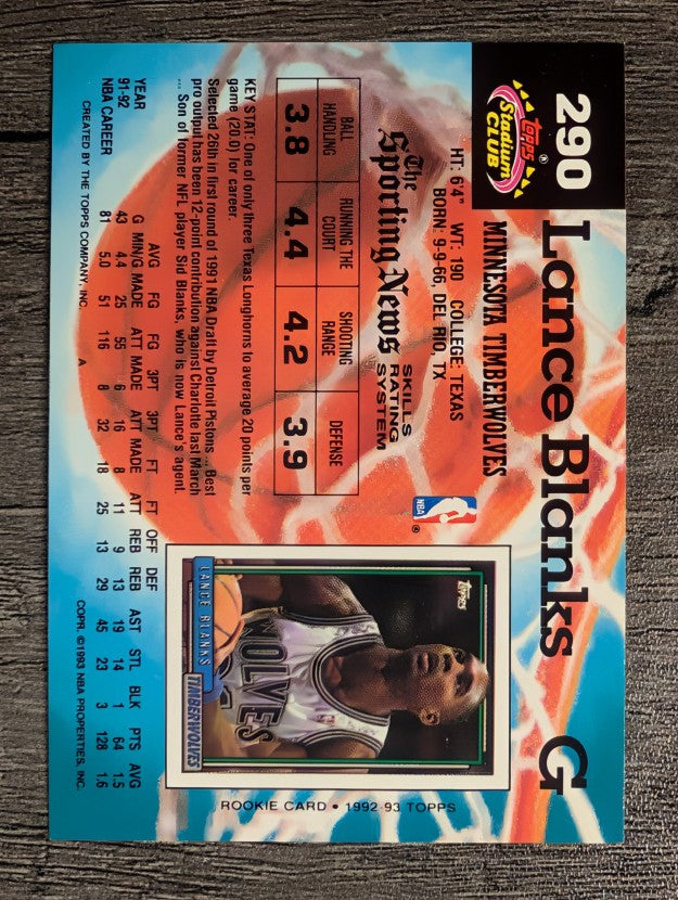 1992-93 Stadium Club #290 Lance Blanks