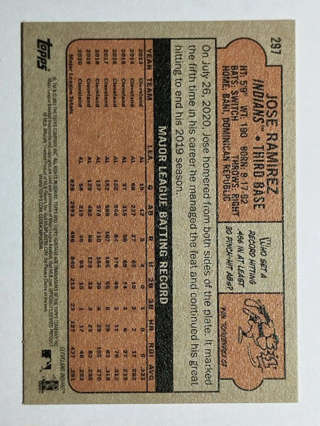 2021 Topps Heritage #297 Jose Ramirez