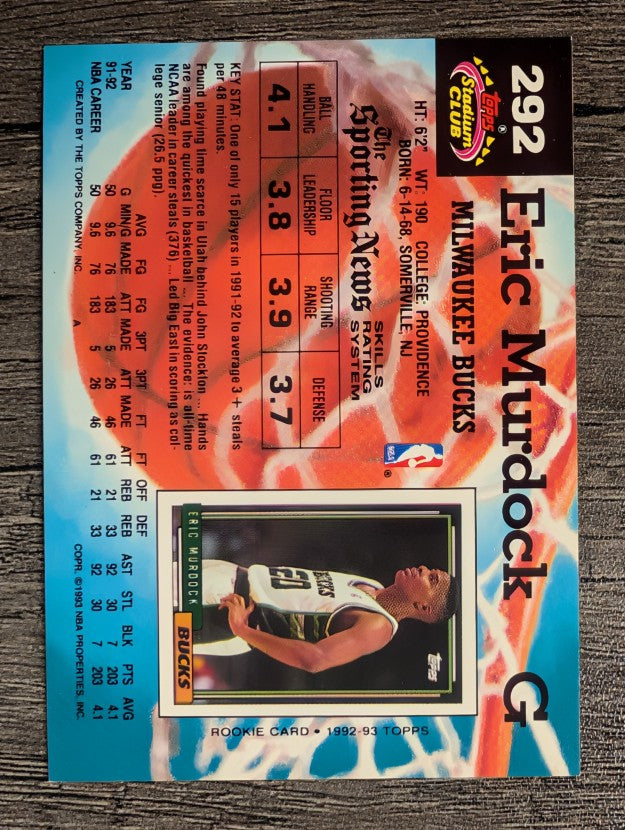 1992-93 Stadium Club #292 Eric Murdock