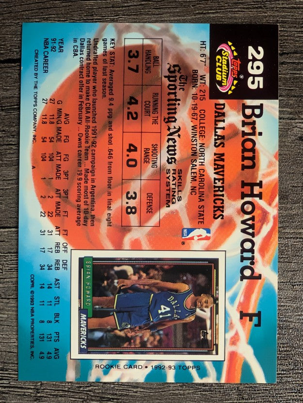 1992-93 Stadium Club #295 Brian Howard RC