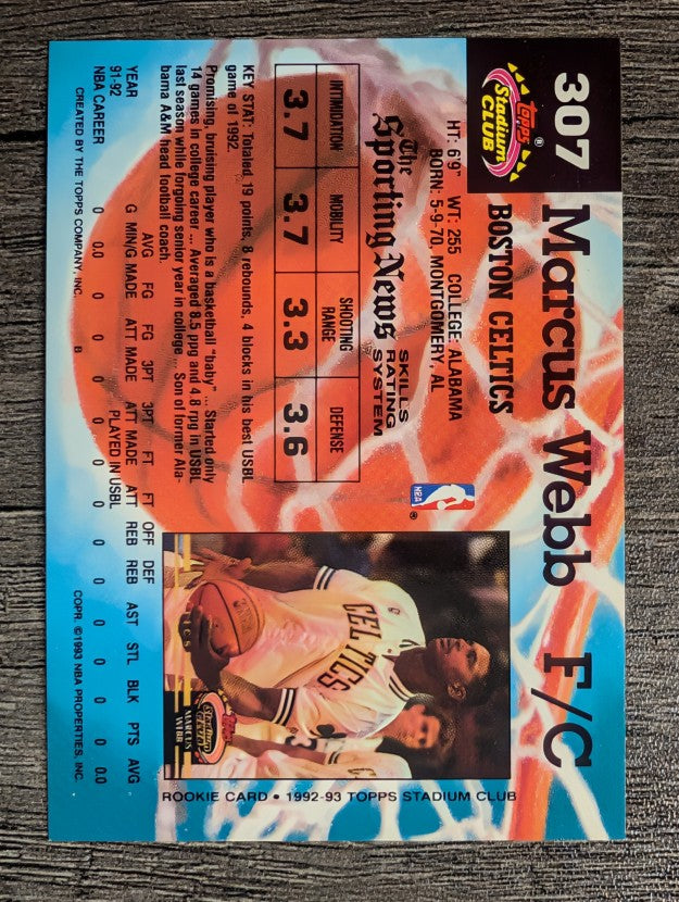 1992-93 Stadium Club #307 Marcus Webb RC