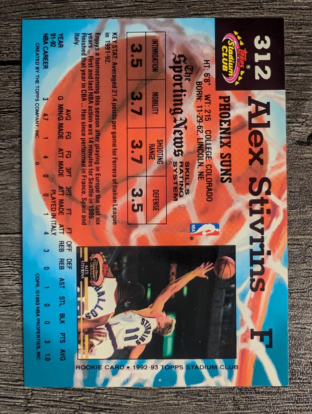 1992-93 Stadium Club #312 Alex Stivrins RC