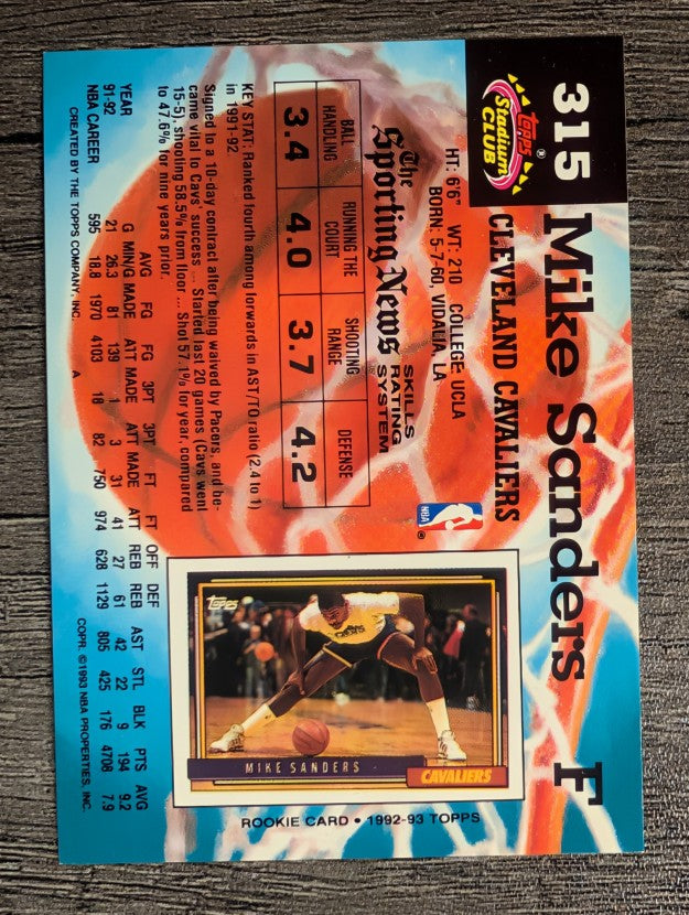 1992-93 Stadium Club #315 Mike Sanders