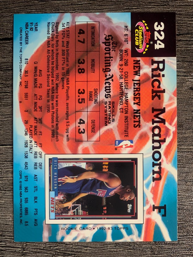 1992-93 Stadium Club #324 Rick Mahorn
