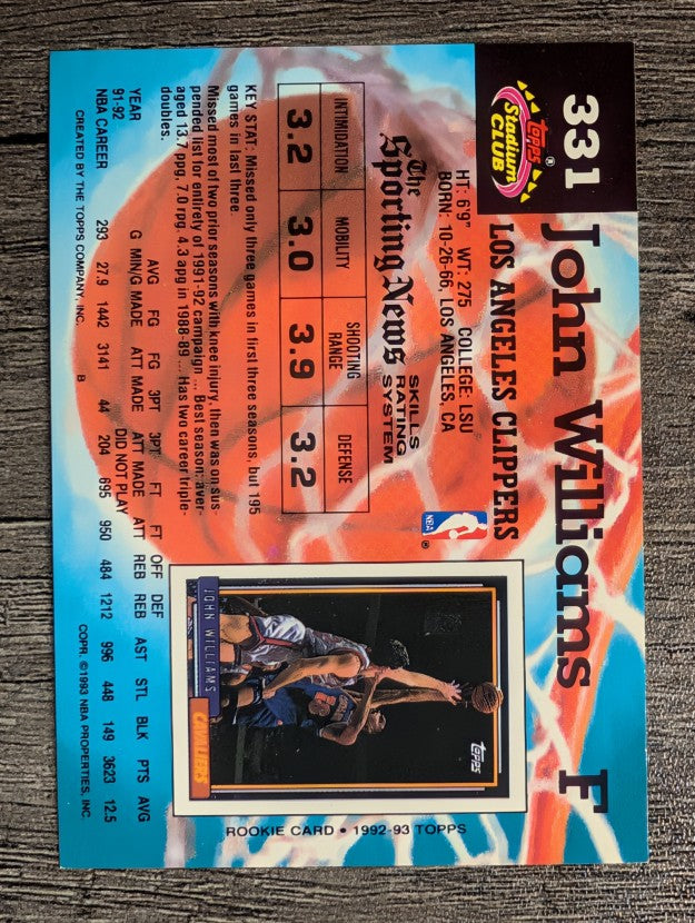 1992-93 Stadium Club #331 John Williams
