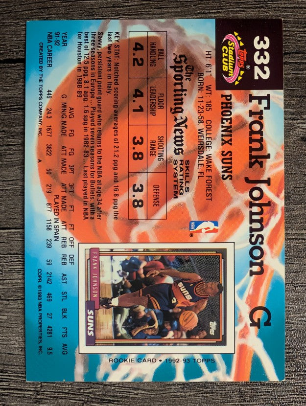 1992-93 Stadium Club #332 Frank Johnson