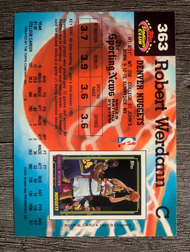1992-93 Stadium Club #363 Robert Werdann RC
