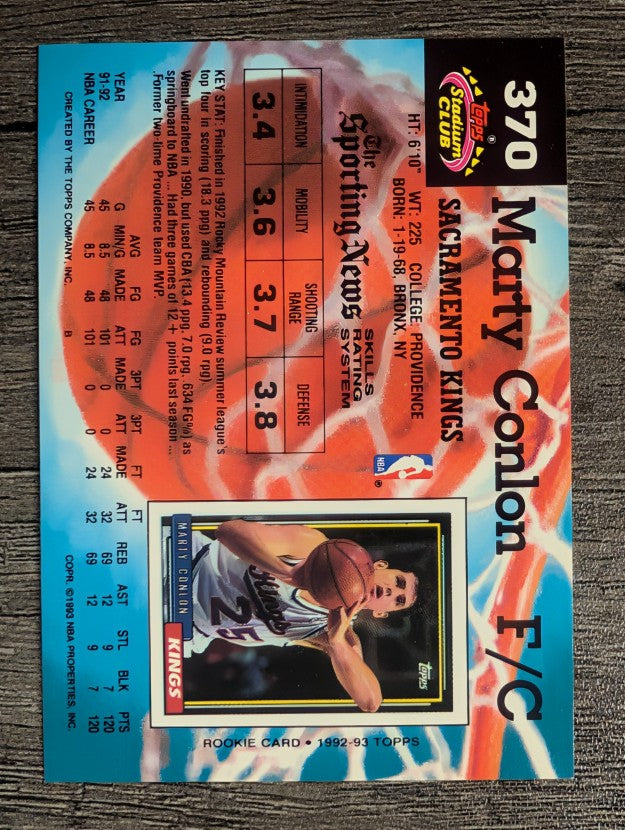 1992-93 Stadium Club #370 Marty Conlon