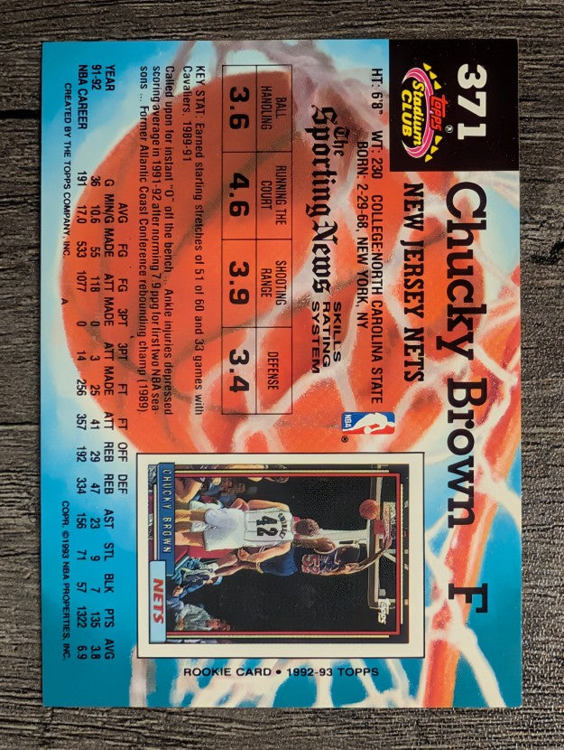 1992-93 Stadium Club #371 Chucky Brown
