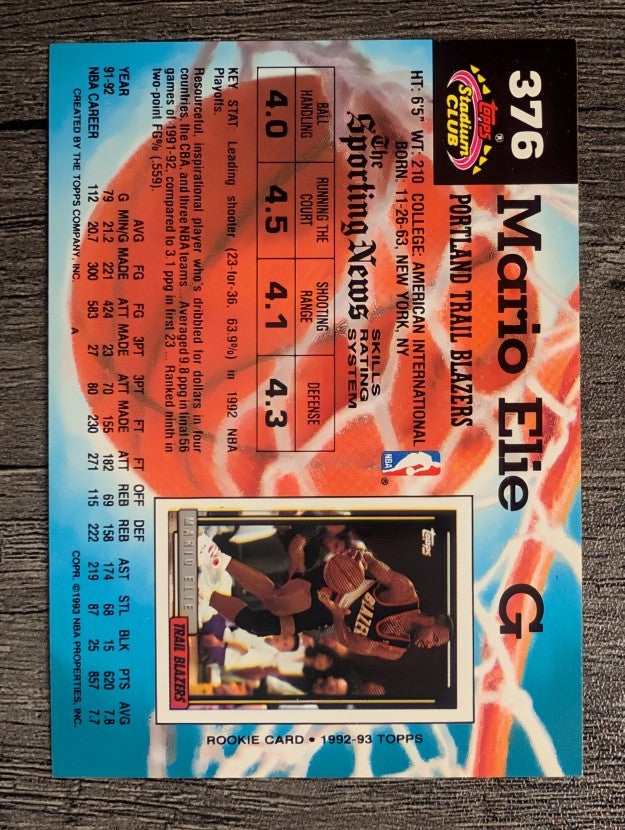1992-93 Stadium Club #376 Mario Elie