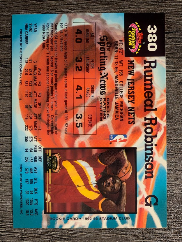 1992-93 Stadium Club #380 Rumeal Robinson