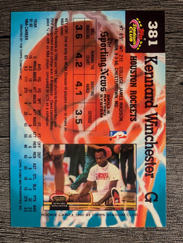 1992-93 Stadium Club #381 Kennard Winchester