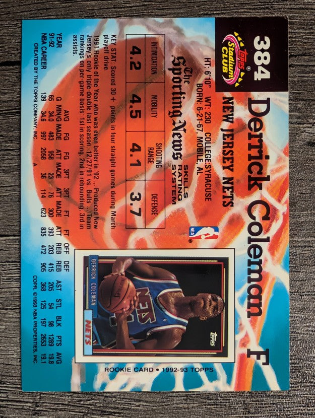 1992-93 Stadium Club #384 Derrick Coleman