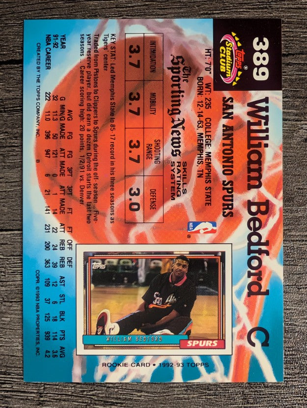 1992-93 Stadium Club #389 William Bedford