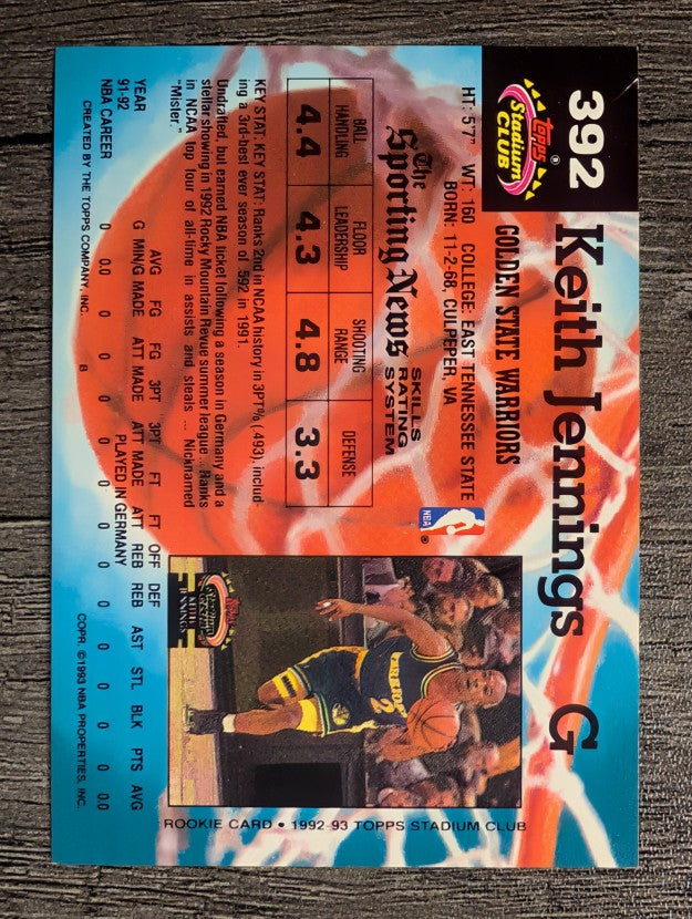 1992-93 Stadium Club #392 Keith Jennings RC
