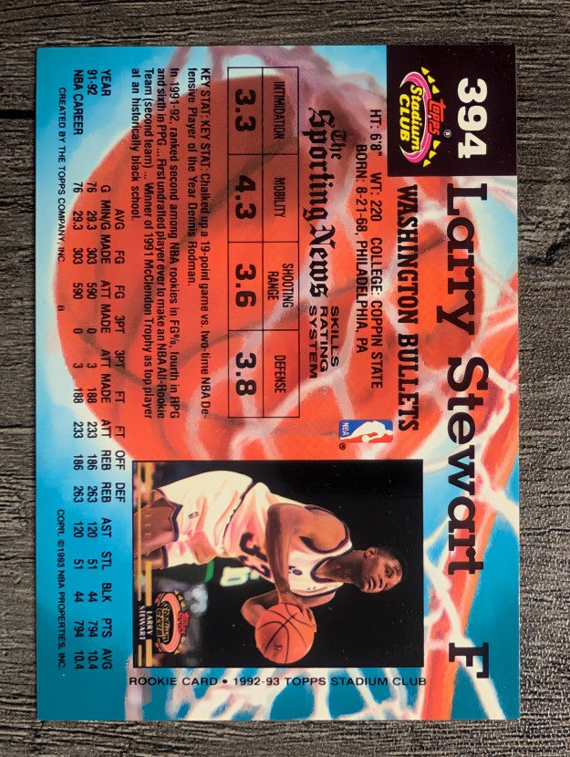 1992-93 Stadium Club #394 Larry Stewart