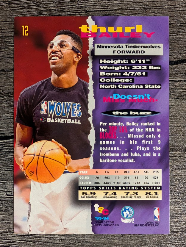 1993-94 Stadium Club #12 Thurl Bailey