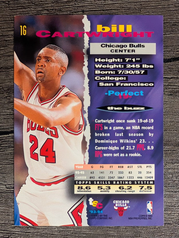 1993-94 Stadium Club #16 Bill Cartwright