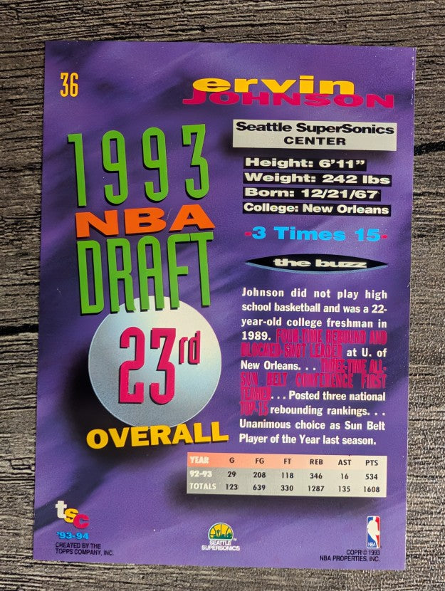 1993-94 Stadium Club #36 Ervin Johnson RC
