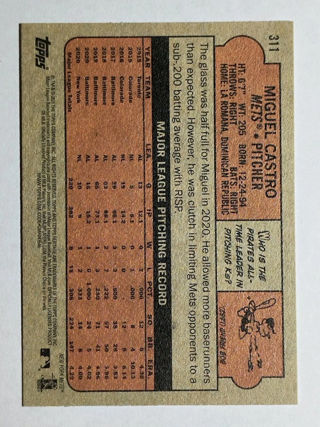 2021 Topps Heritage #311 Miguel Castro
