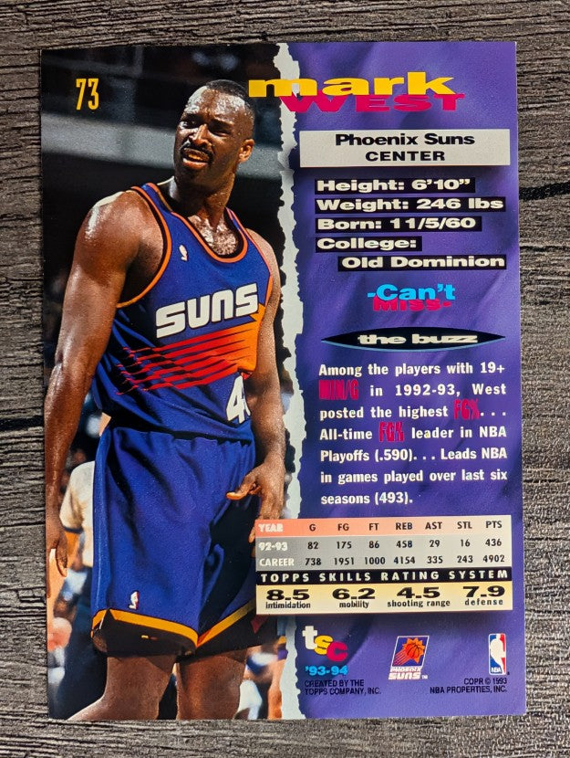 1993-94 Stadium Club #73 Mark West