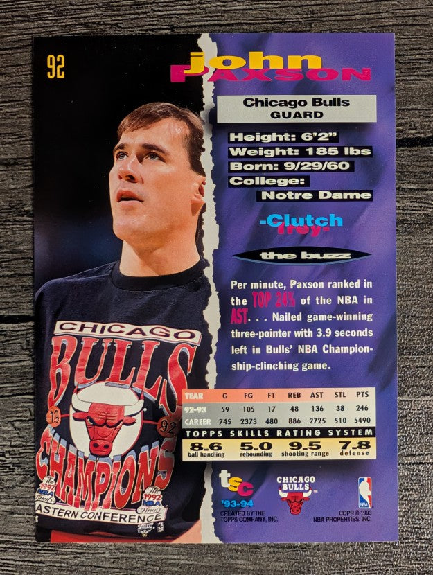 1993-94 Stadium Club #92 John Paxson