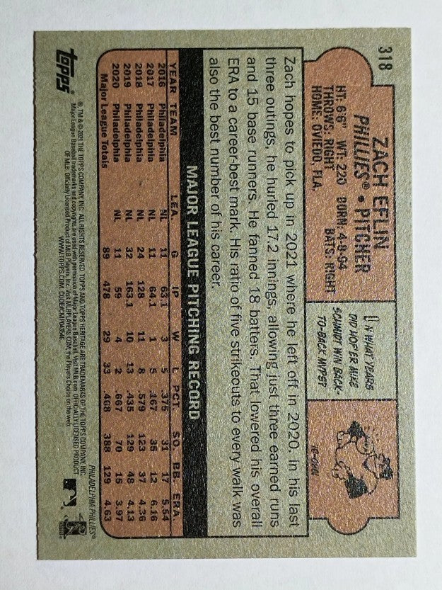 2021 Topps Heritage #318 Zach Eflin