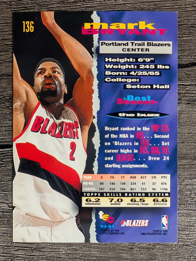 1993-94 Stadium Club #136 Mark Bryant