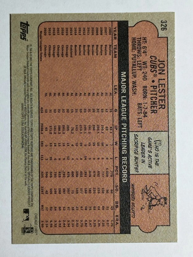 2021 Topps Heritage #326 Jon Lester