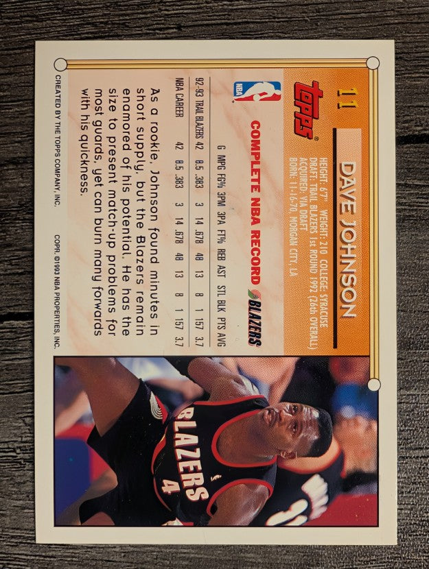1993-94 Topps #11 Dave Johnson
