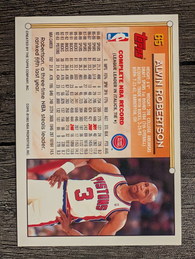 1993-94 Topps #65 Alvin Robertson