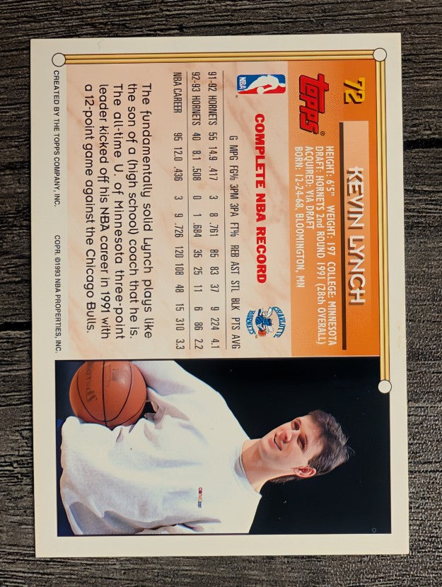 1993-94 Topps #72 Kevin Lynch