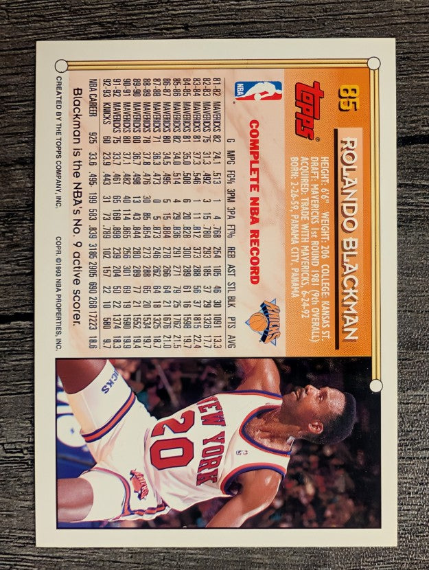1993-94 Topps #85 Rolando Blackman