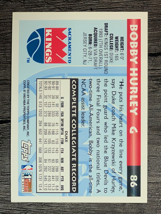 1993-94 Topps #86 Bobby Hurley RC