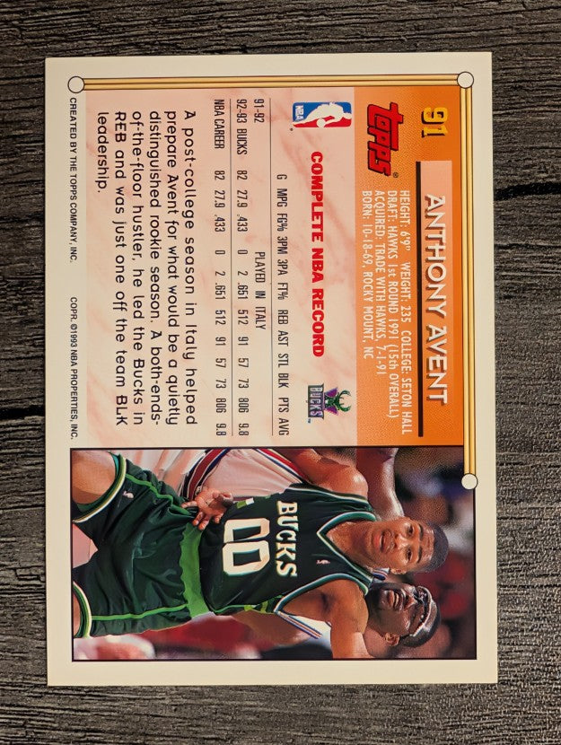 1993-94 Topps #91 Anthony Avent