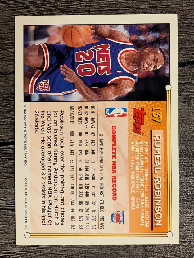 1993-94 Topps #137 Rumeal Robinson